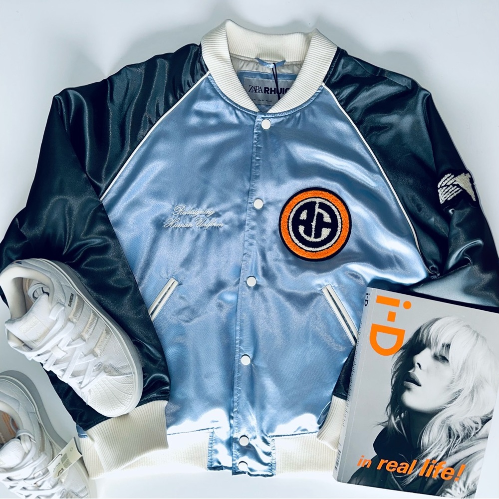 RHUDE Satin Effect Bomber Jacket Special Edition RHU X ZARA COLLAB